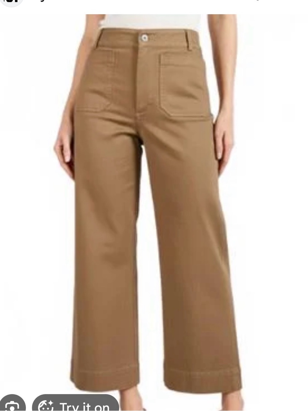 High-Rise Wide-Leg Utility Pants in Camel